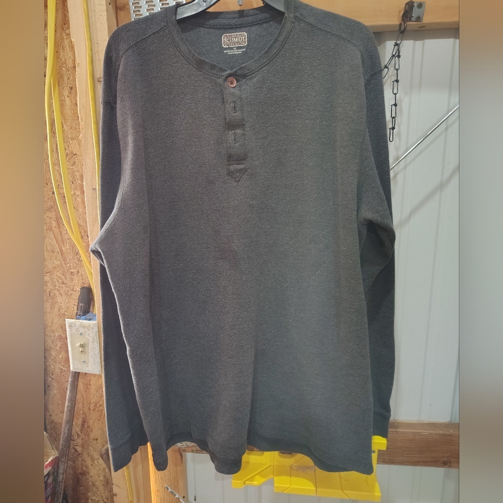 Men's Charcoal Long Sleeve Henley Shirt